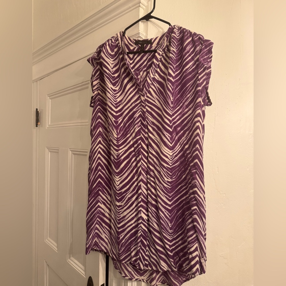 BCBGMaxAzria Purple and Cream Silk Dress
